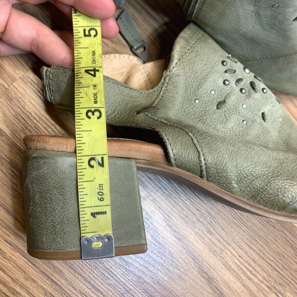 Miz Mooz Leather Heeled Sandals Berkeley Sage Green Womens 40 - Picture 15 of 16